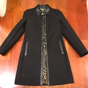Salvatore ferragamo black leather quilted coat. Size 38